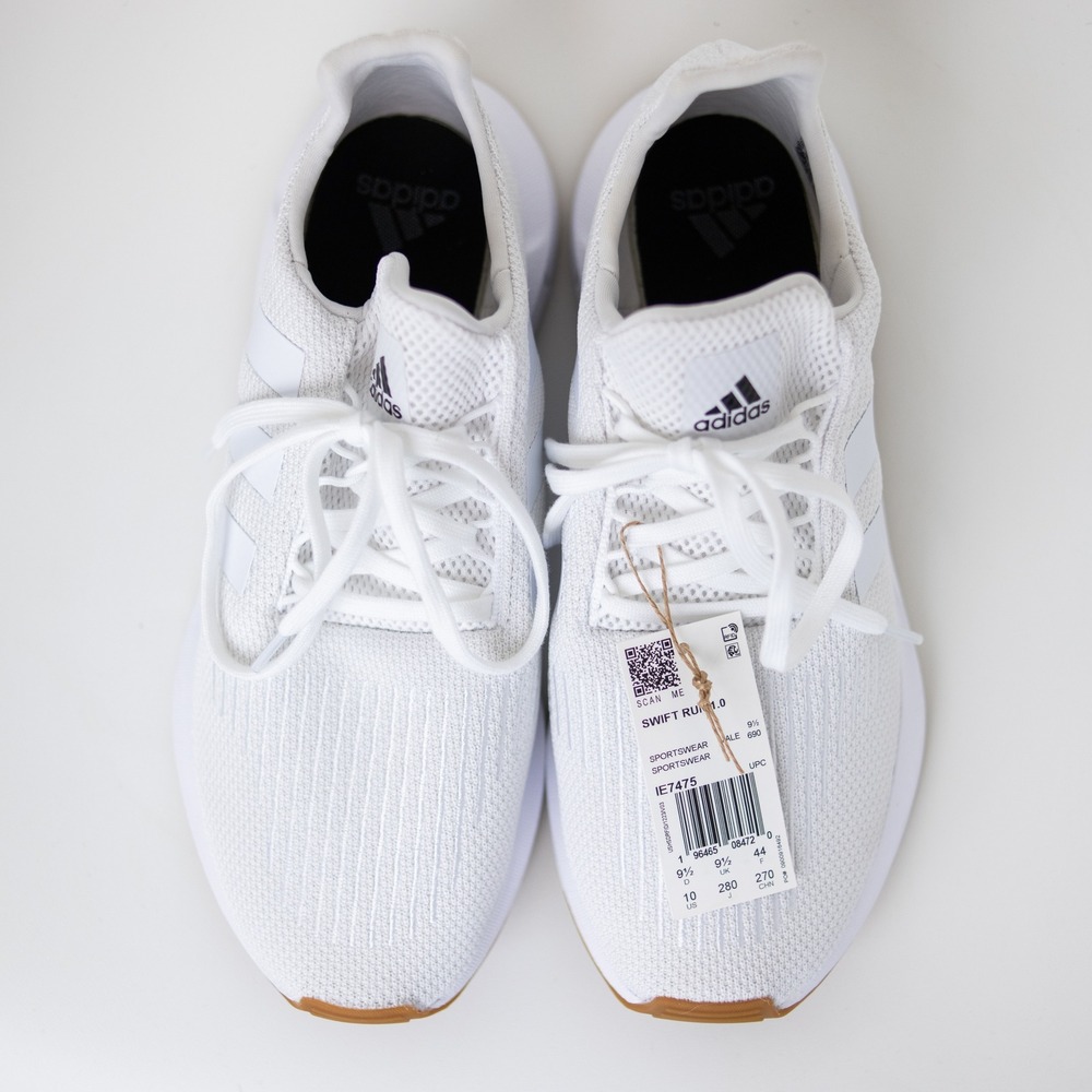 Adidas Swift Run 1.0 Mens 10 White Black Knit Lifestyle Sneakers IE7475